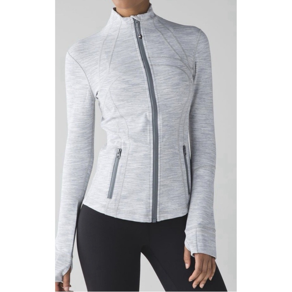 Lululemon Define Jacket Womens 10 Gray Space Dye Full Zip Up Yoga Athleisure
